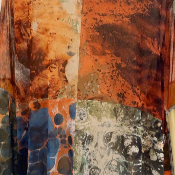 Jean Paul Gaultier 90s Rare Multicolor Kimono Top/Duster mesh wide flared sleeve - Picture 6 of 12